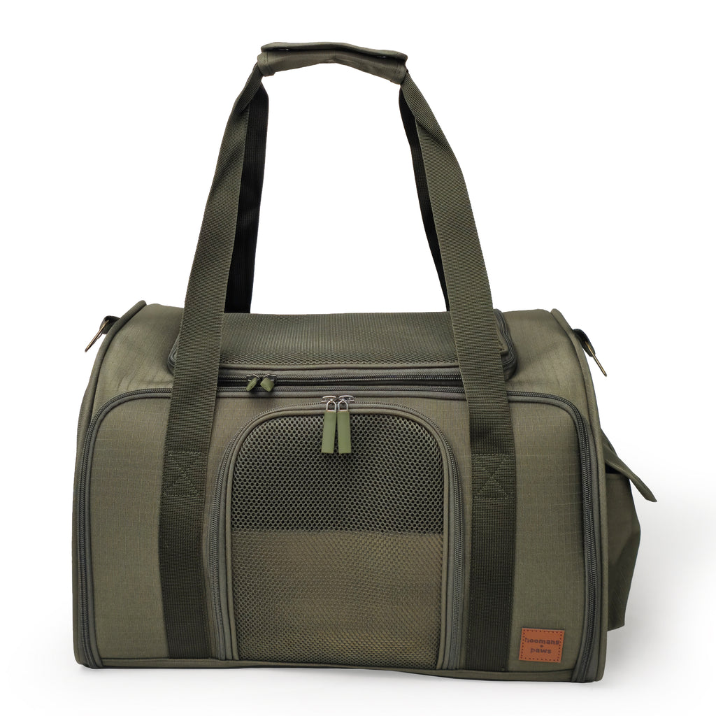 Airline-Compliant Expandable Pet Carrier - MOSS GREEN
