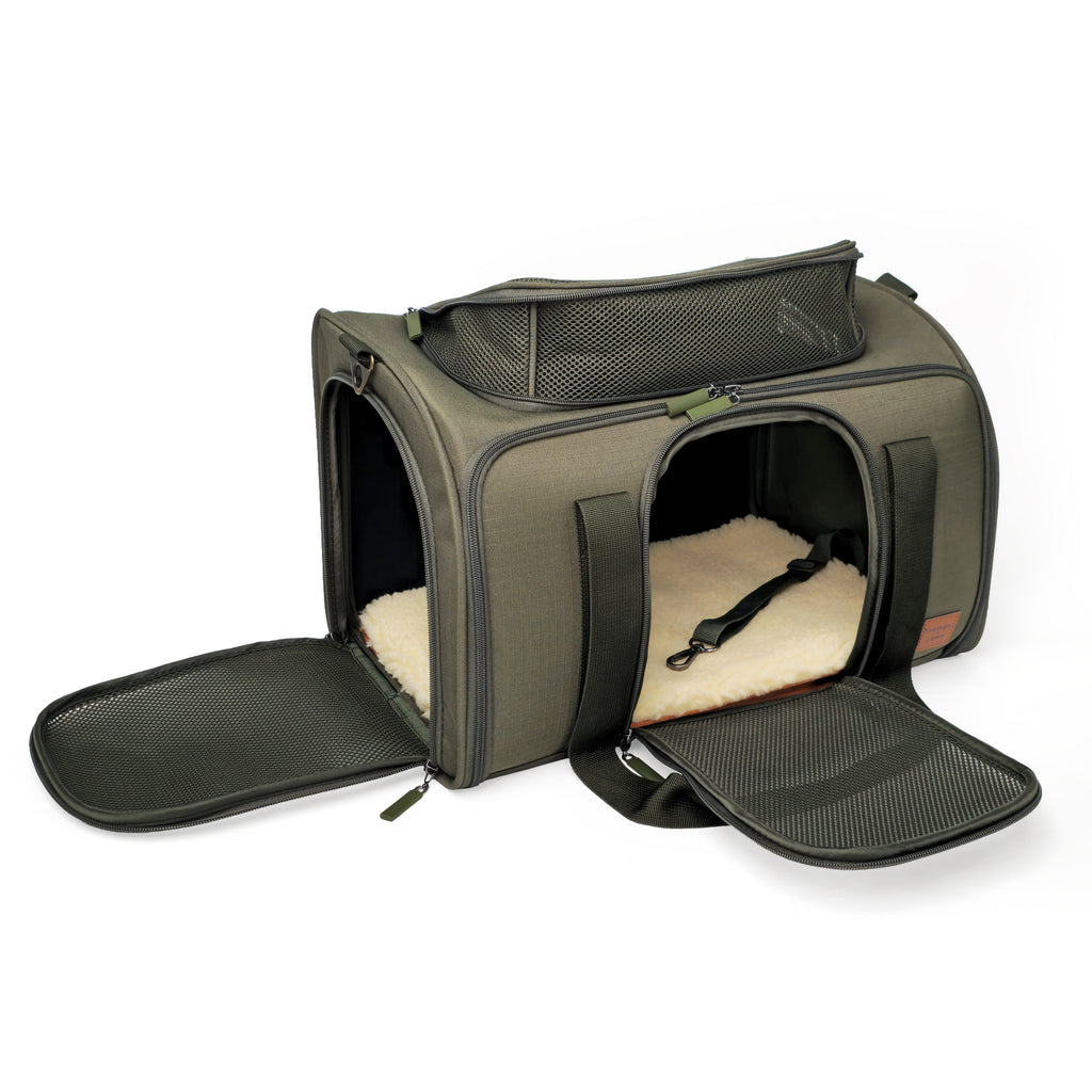 Airline-Compliant Expandable Pet Carrier - MOSS GREEN