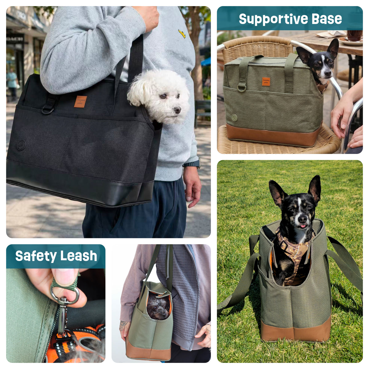 Black tote bag carrier for small dogs and cats