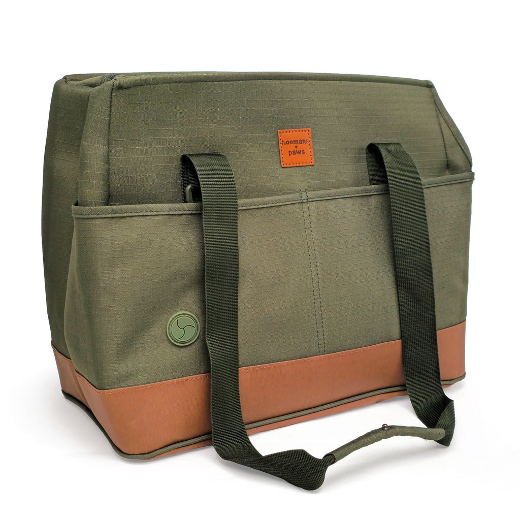 Moss green pet tote bag carrier for small dogs and cats