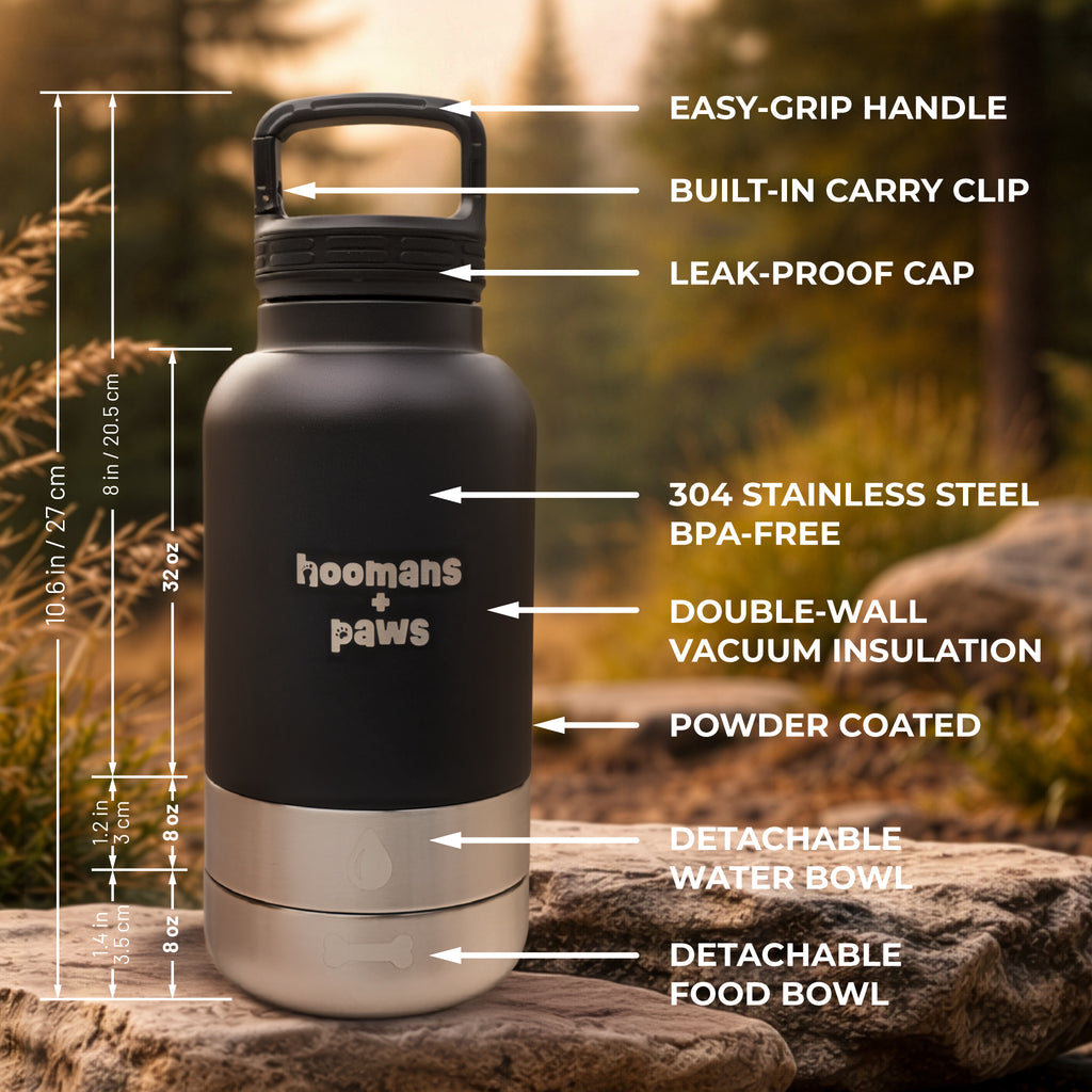 3-in-1 Travel Water Bottle - BLACK
